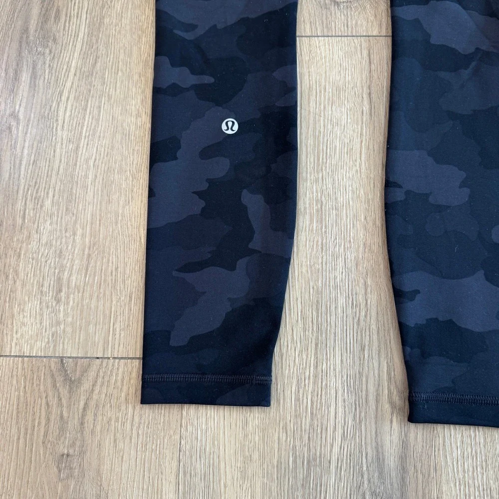 Lululemon Heritage 365 Camo High Rise Leggings with Pockets Black Grey Size 0